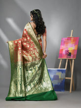 Red Silk Banarasi Saree With Zari Woven Floral And Paisley Designs-MA52BSL441050006